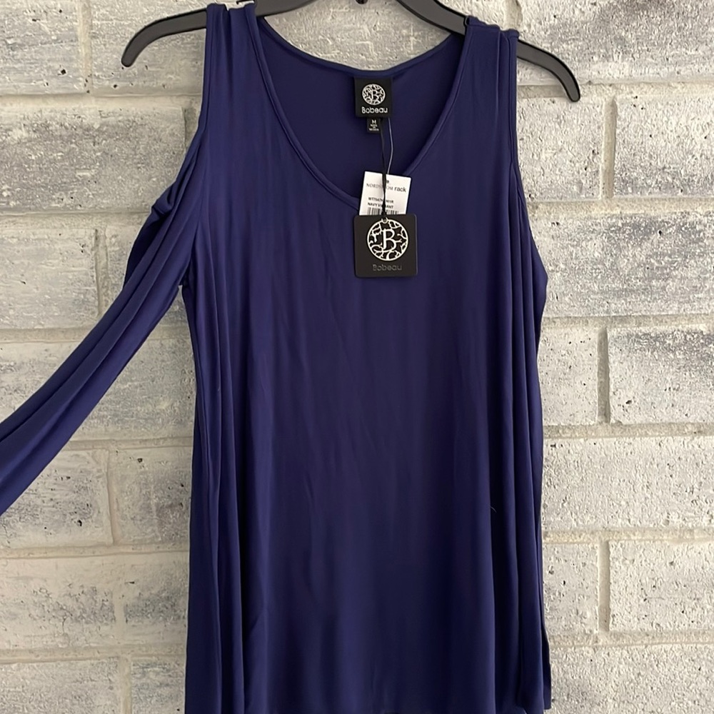 Bobeau open shoulder long sleeve shirt
